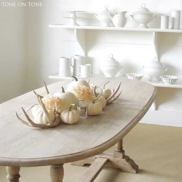 Antlers and Pumpkins Centerpiece by Tone on Tone, Fall Decor Inspiration 