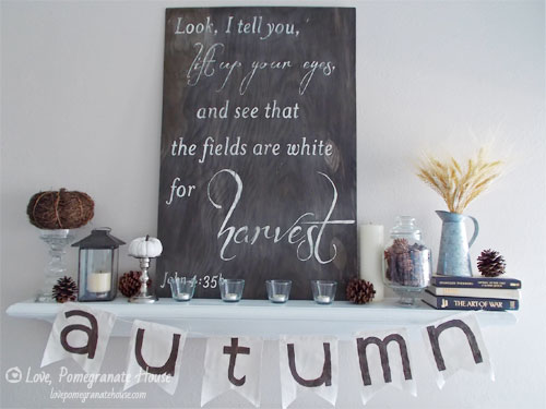 Chalkboard Backdrop and Autumn banner by Love Pomegranate House, Fall Decor Inspiration 