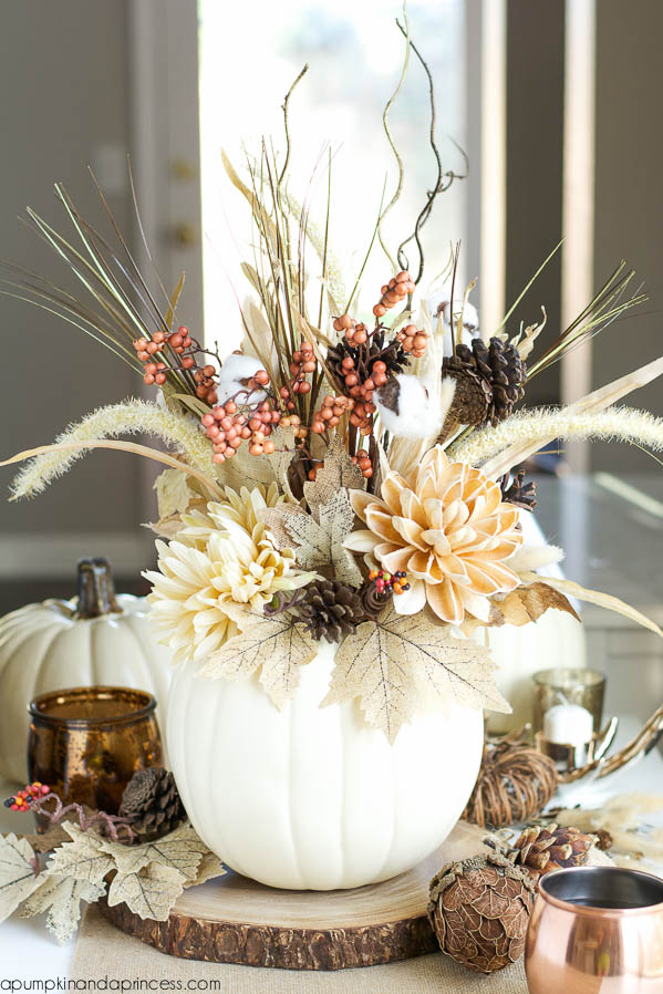 DIY Pumpkin Vase, Decorating with Pumpkins via House of Hargrove