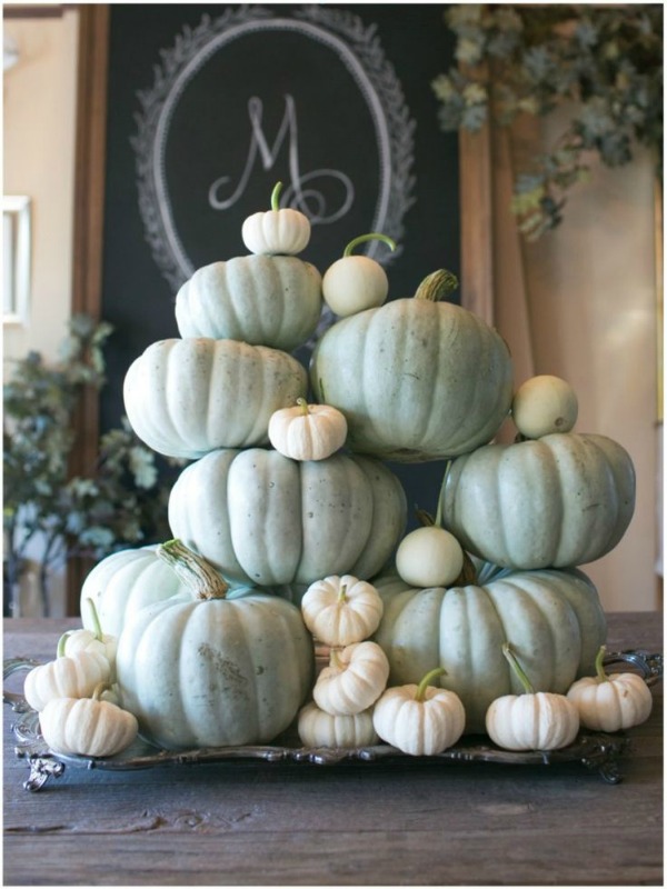 Pumpkin Tray Centerpiece, Decorating with Pumpkins via House of Hargrove