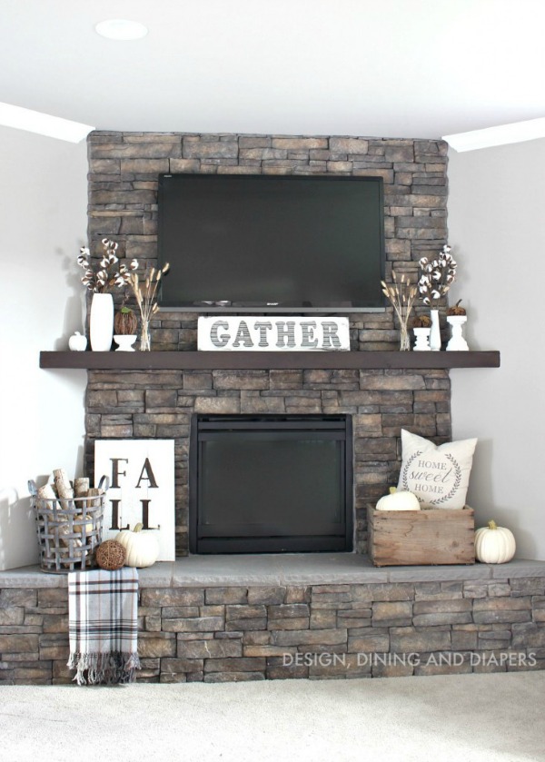 Rustic Fall Mantel by Designing and Diapers, Fall Decor Inspiration 