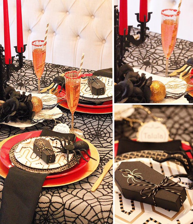 Ghoulishly Fabulous Dinner Party by A Lovely Design, Halloween Tablescapes and Party Ideas 