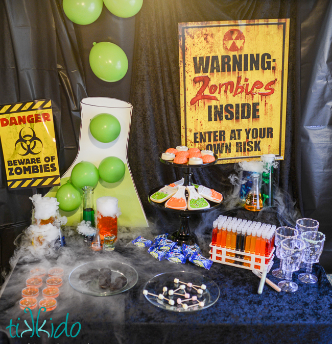 Halloween Zombie Science Party by Tikkido, Halloween Tablescapes and Party Ideas 