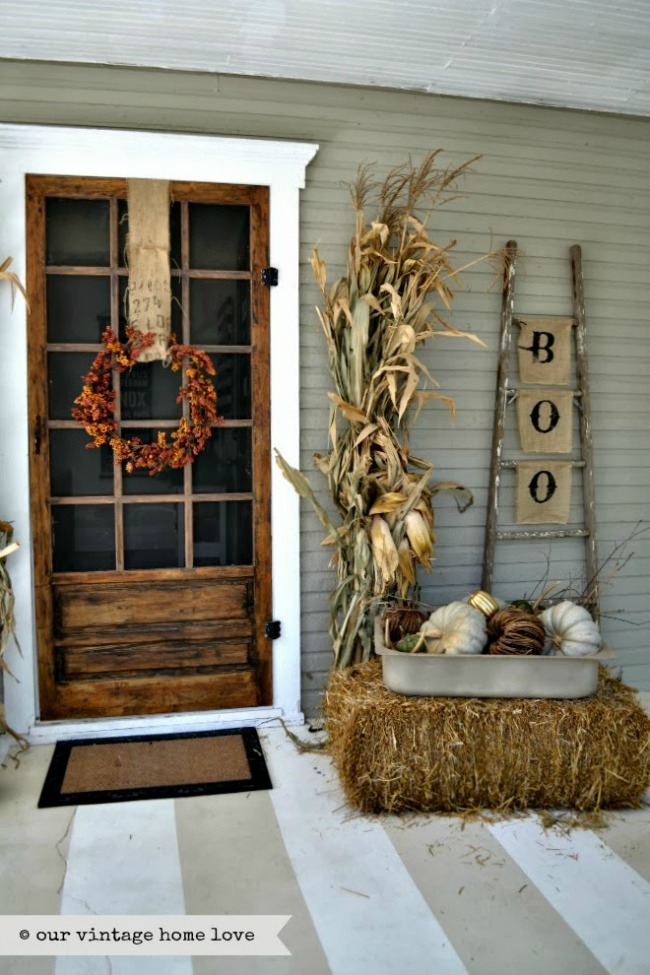 Our Vintage Home Love, Halloween Front Porch Ideas via House of Hargrove