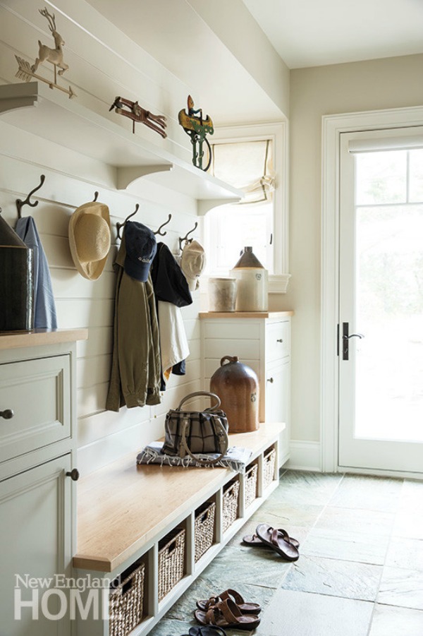 New England Home, Farmhouse Mudrooms via House of Hargrove