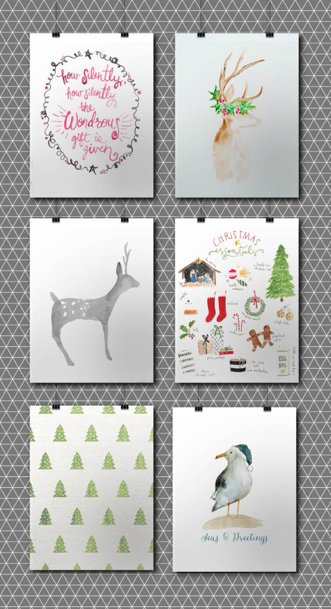 Christmas Watercolor Prints, Christmas Printables via House of Hargrove