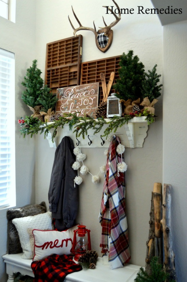 Cozy Farmhouse Entry, Christmas Inspiration via House of Hargrove