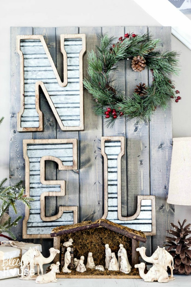 DIY Metal and Wood Christmas Sign, Christmas Inspiration via House of Hargrove