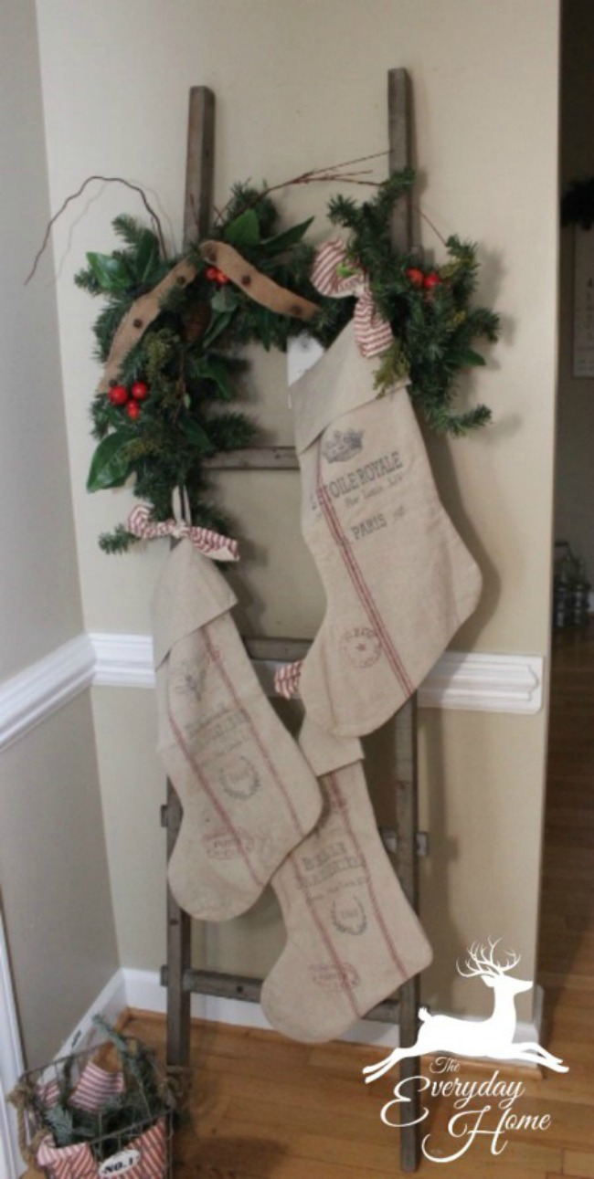 Ladder Stocking Holder, Christmas Inspiration via House of Hargrove