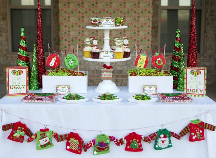 Ugly Sweater Christmas Party, Christmas Tablescapes / Party Ideas via House of Hargrove