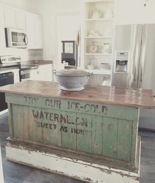 Vintage Farmhouse Kitchen Islands: Antique Bakery Counter 