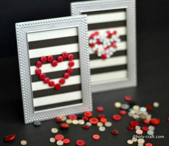 Holy Craft Valentines Day Button Framed Art Work, 40 Valentines Day Ideas via House of Hargrove