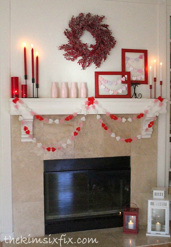 The Kim Six Fix Valentine Mantle, 40 Valentines Day Ideas via House of Hargrove