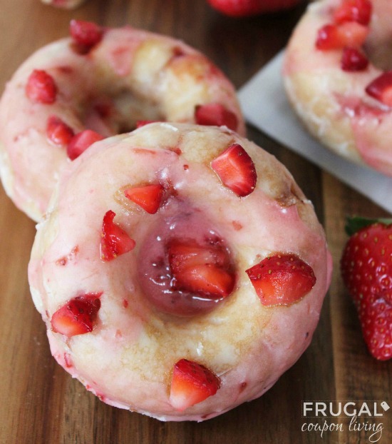 Strawberry Donuts by Frugal Coupon Living, 40 Valentines Day Ideas via House of Hargrove