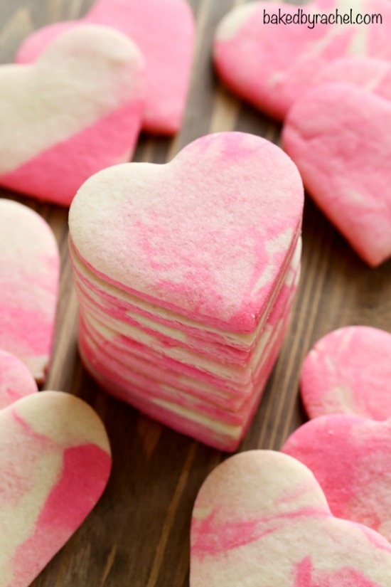 Marbled Valentine Sugar Cookies by Baked by Rachel, 40 Valentines Day Ideas via House of Hargrove