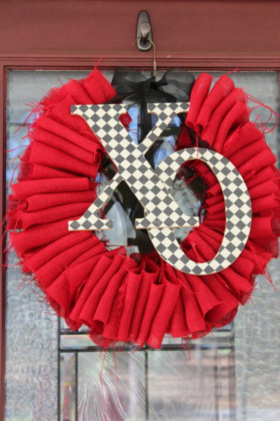 Frugal Coupon Living DIY Burlap Valentine Wreath, 40 Valentines Day Ideas via House of Hargrove