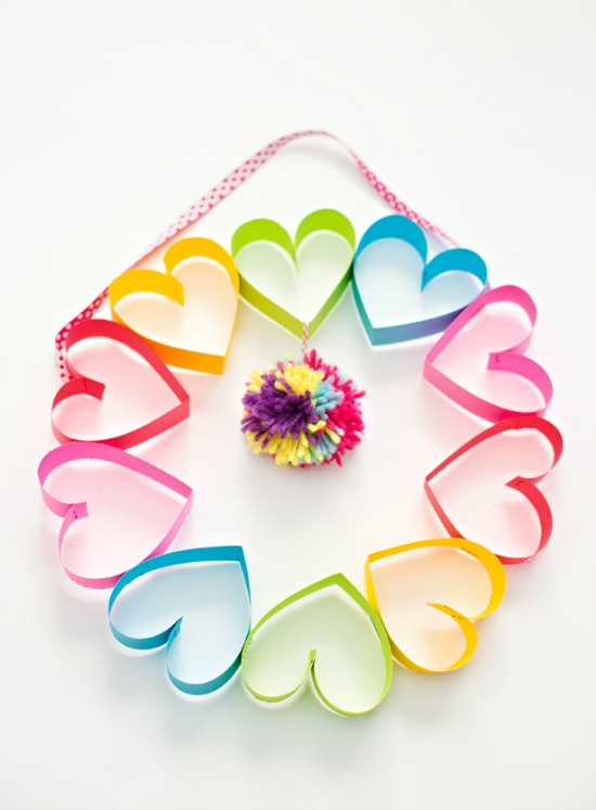 Paper Heart Wreath by Hello Wonderful, 40 Valentines Day Ideas via House of Hargrove