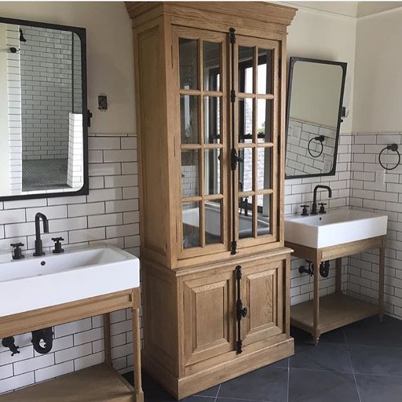 Modern Farmhouse With Black Bathroom Flooring - Soul & Lane