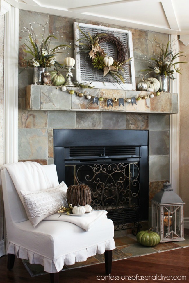 All of these Farmhouse Fall Mantels are beautiful!