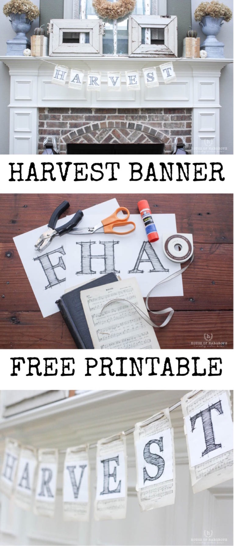 Harvest Banner Free Printable- Cute Fall Decor DIY