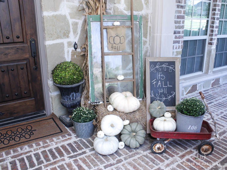 My Vintage Farmhouse Fall Porch Pumpkins Mums Vintage Finds