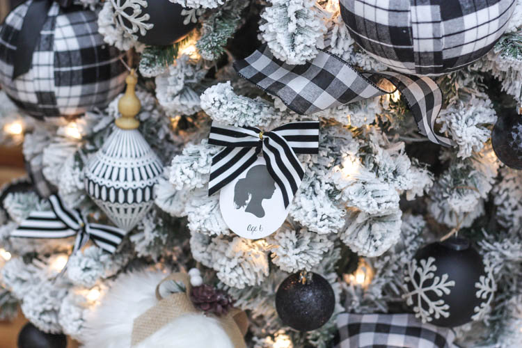 Black & White Christmas Tree with DIY Silhouette Ornaments -